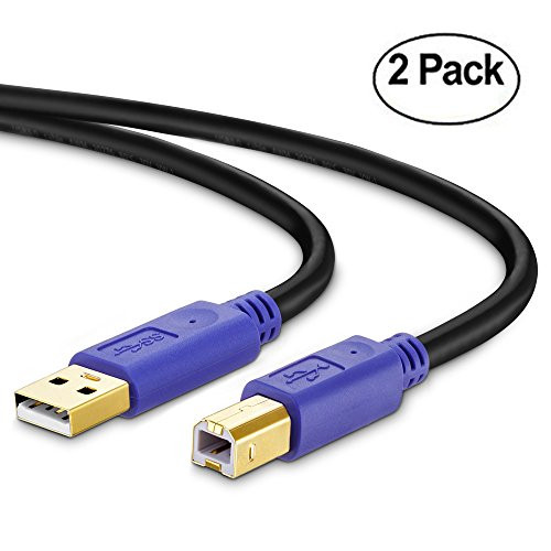 Printer Cable 1Ft, Tanbin 2Pack 1ft USB 2.0 High Speed Gold-Plated Connectors Printer Scanner Cable Cord A Male to B Male for HP, Canon, Lexmark, Epson, Dell, Xerox, Samsung etc