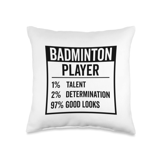 Badminton Player Gift Idea Badminton Shuttlecock Graphic Badminton Shuttlecock Player Sports Throw Pillow, 16x16, Multicolor