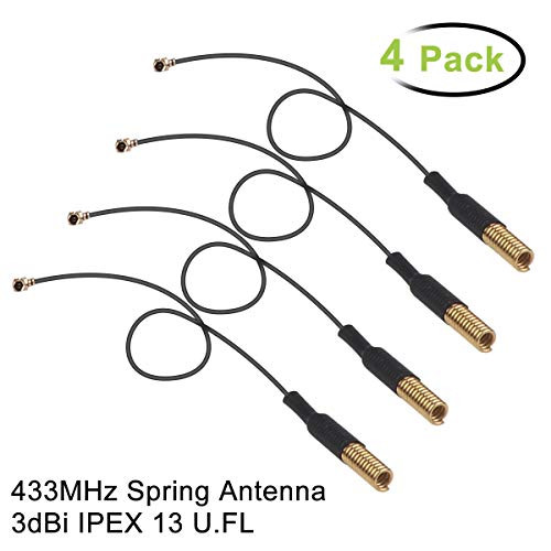 MakerFocus 4pcs 433MHz Antenna, Spring Antenna 3dBi Wireless Module Digital Transmit Antenna IPEX 13 U.FL Interface for ESP32 LoRa Module SX1278
