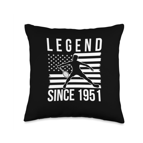 Badminton Badminton Player Shuttlecock Clothing Legend Player Since 1951 Badminton Shuttlecock Throw Pillow, 16x16, Multicolor