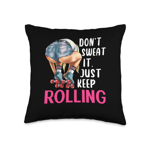 Roller Girl Rollerblades Roller Skates Gift Girl | Rollerblades Inline Roller Skates Throw Pillow, 16x16, Multicolor