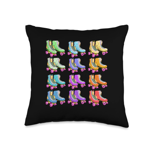 Colorful Rollerblades Roller Skates Gift Colorful Rollerblades | Inline Roller Skates Throw Pillow, 16x16, Multicolor