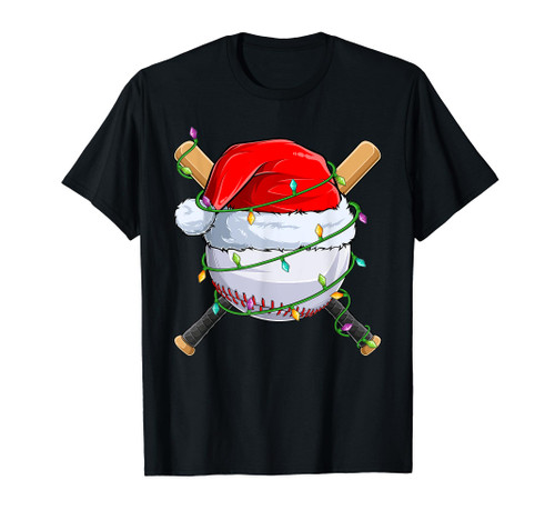 Santa Christmas Sports Women Men Christmas Baseball Player T-Shirt Santa Christmas Sports Women Men Christmas Baseball Player T-Shirt