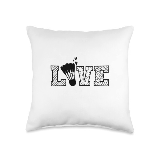 Badminton sport shuttlecock hobby doubles Love Shuttlecock Badminton Racket Throw Pillow, 16x16, Multicolor