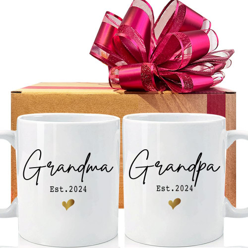 FALJIOK Est 2024 Grandma & Grandpa Coffee Mugs Set, Baby Reveal Surprise Publicity Mug Gifts, Pregnancy Reveal Announcement Gold Foil Design Promoted to Be Grandparents Coffee Mug-143 FALJIOK Est 2024 Grandma & Grandpa Coffee Mugs Set, Baby Reveal Surprise Publicity Mug Gifts, Pregnancy Reveal Announcement Gold Foil Design Promoted to Be Grandparents Coffee Mug-143