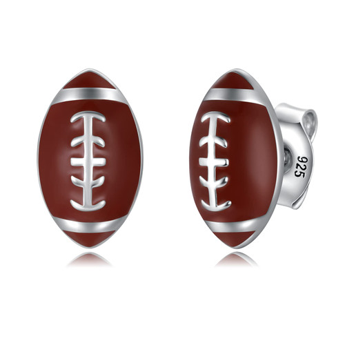 Sterling Silver Football Stud Earrings - S925 Hypoallergenic Sports Jewelry Gifts for Women Girls Sports Lovers (Football) Sterling Silver Football Stud Earrings - S925 Hypoallergenic Sports Jewelry Gifts for Women Girls Sports Lovers (Football)