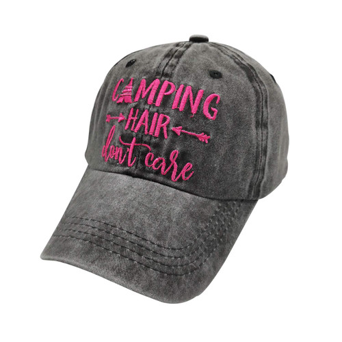 Waldeal Women's Embroidered Camping Hair Don't Care Hat Adjustable Baseball Cap Black Waldeal Women's Embroidered Camping Hair Don't Care Hat Adjustable Baseball Cap Black