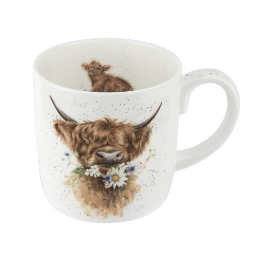 Royal Worcester Wrendale Designs Daisy Coo Mug | 14 Ounce Large Coffee Mug with Cow Design | Made from Fine Bone China | Microwave and Dishwasher Safe