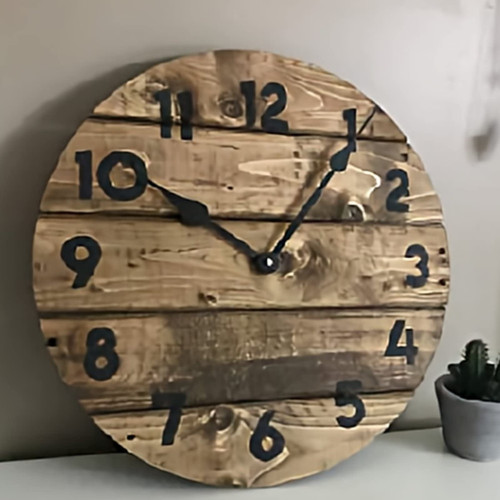 Warm Coffee Brown Round Wall Clock Modern Farmhouse Recycled Wooden Clock Wall Decor 10 Inch Battery Operated Decorative Wall Clock Silent Round Wood Wall Clock Hanging Clocks for Bedroom