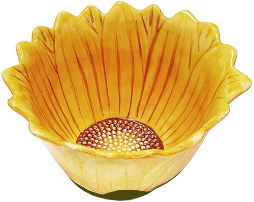 Mozacona Ceramic Relief Sunflower Soup Bowl Hand Painted Dessert Bowl Salad Bowl