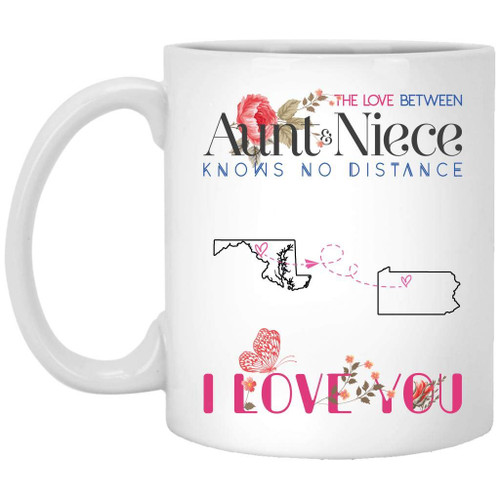 Mother Day Gift For Daughter For Aunt - Maryland Pennsylvania The Love Between Aunt And Niece Knows No Distance - Birthday Gift Coffee Mug 11oz
