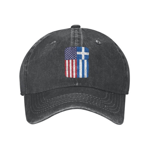 Rqwaaed American Greece Greek Flag Hat Adjustable Baseball Cap Dad Cap Unisex Hat Black
