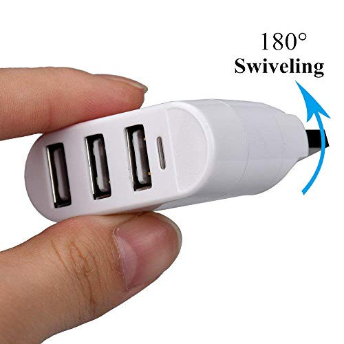 Hipipooo USB Port Expansion Hub Swiveling 90/180, 3 Port USB 2.0 Hub for Mac Windows Linux System PC PS4 Xbox