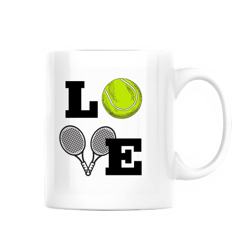 Love Tennis Ball and Racket for Tennis Player and Tennis Lover 11oz 15oz White Coffee Mug Love Tennis Ball and Racket for Tennis Player and Tennis Lover 11oz 15oz White Coffee Mug