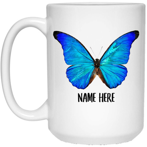 Lovesout Funny Butterfly Blue Personalized Name Christmas Gift Christmas 2023 Gifts Coffee Mug White 15 Oz