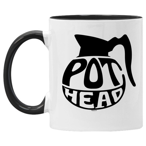 Veracco Pot Head Ceramic Coffee Mug Funny Father's Day Birthday Gifts For New Dad Daddy Stepdad (Black)