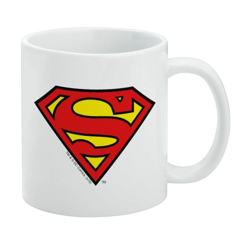 GRAPHICS & MORE Superman Classic S Shield Logo Ceramic Coffee Mug, Novelty Gift Mugs for Coffee, Tea and Hot Drinks, 11oz, White