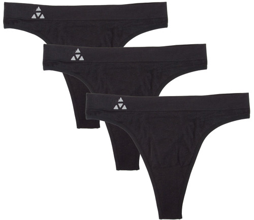 Balanced Tech Women's Seamless Thong Panties 3-Pack - Black - Medium