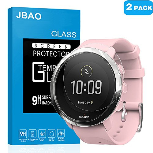 [2-Pack]Suunto 3 Fitness Screen Protector,JBAO Direct [Ultra Clear] [Zero Bubble] [Anti-Fingerprint] [9H Hardness] [Anti-fingerprint] Tempered Protector Film for Suunto 3 Fitness