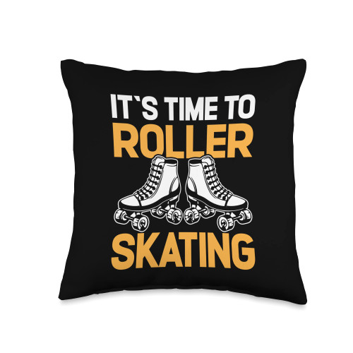 Rollerblades I Roller Skating I Inline Skating It` s Time Roller Skates Throw Pillow, 16x16, Multicolor