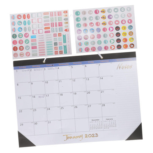 LALAFINA 1 Set 2023 Wall Calendar Monthly Paper Calendar Yearly Wall Planner Wall Calendar 2022-2023 Calendars for 2022 and 2023 Desk Calendar 2022 2023 Memo Calendar Office Desktop Notes