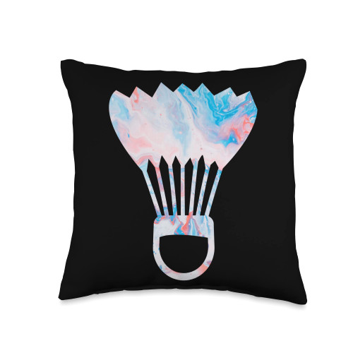 Badminton Player Sports Lover Coach Graphic Vintage Shuttlecock Lover Badminton Player Coach Graphic Throw Pillow, 16x16, Multicolor