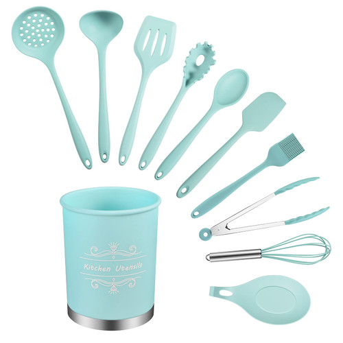 Kitchen Cooking Utensils Set of 11, P&P CHEF Heat-resistant Cooking Utensil Kitchen for Nonstick Cookware Cooking, Slotted Turner, Soup Ladle, Spatula, Pasta Server, Spoon - Random Color