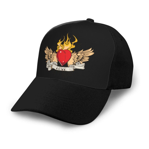 KOSPOGO Cool Hearts and Wings Baseball Cap for Men Women Baseball Hat Outdoor Casual Breathable Caps Adjustable Trucker Hat Dad Hats Black