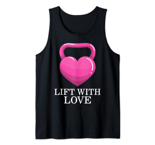 Gym Lift With Love Heart Kettlebell Weights Valentines Day E Tank Top