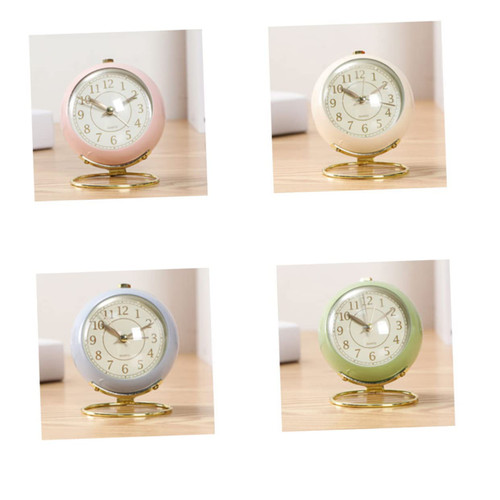 Anneome Bell Alarm Clock Table Clock Kids Alarm Clock Night Light Clock Metal Desk Clock Desktop Alarm Clock Bedside Alarm Clock Desktop Clock European Style Travel Decorative Clock Purple