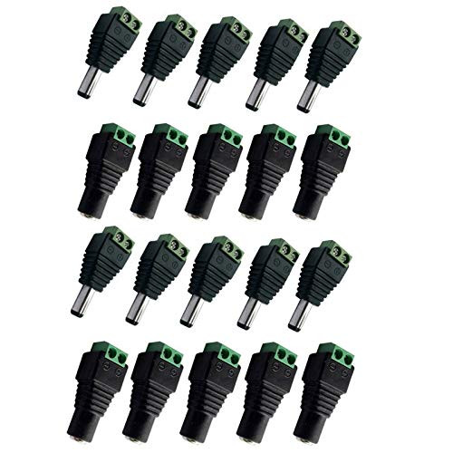 DC Power Jack Plug Adapter?10 Pairs Male&Female DC Power Jack Plug Adapter Connector for CCTV Camera and LED Strip Light