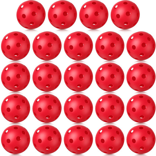 Tradder 24 Pcs Plastic Baseballs Hollow Practice Baseballs Softball Training Balls Lightweight Limited Flight Plastic Softballs for Hitting, Baseball Batting Training, Indoor (Rose Red)