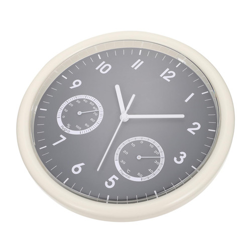 TOPPERFUN Temperature and Humidity Meter Wall Clock Round Clock Hanging Clock Wall Clocks Decorative Living Room Laundry Decor Silent Wall Clock Mute Clock Outdoor Office Plastic Product