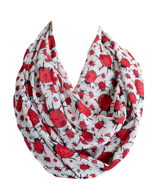 Etwoa Ladybug Infinity Scarf Circle Scarf Loop Scarf
