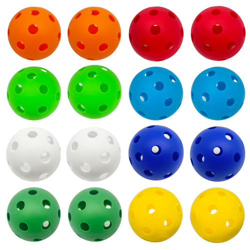 16 Pack Plastic Baseballs & Softballs - EVA Rubber Baseball Balls for Hitting Batting Training - Mini Ball Limited Flight, Hollow Airflow, Lightweight, Indoor & Outdoor Sport, 2.8inch Diameter