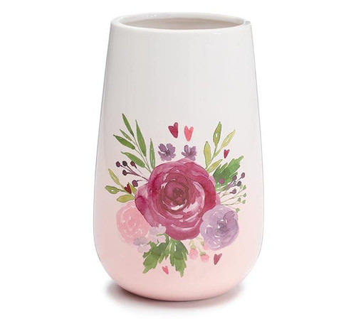 Burton+BURTON Burgundy Floral on Pink Ombre Vase