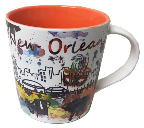 Lunch Money New Orleans Watercolor Mardi Gras Ceramic Souvenir Coffee Tea 16oz Mug