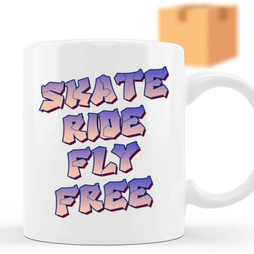 Skateboarding Fans Gift, Demon Skating Skateboard Design Quote on 11 Oz White Ceramic Coffee Mug