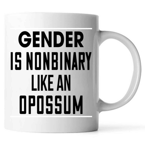 Non-binary Opossum Gift, for Aunt's Gender Equality Day - Gender Is Garbage Support Lgbt Message on 11 Oz White Ceramic Coffee Mug