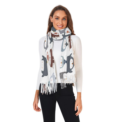 DIGTIA Cute Penguins Winter Scarfs for Women Warm Large Soft Pashmina Shawl Wrap Scarves Fashion Long Shawl Scarf with Tassels Winter Scarf Lightweight