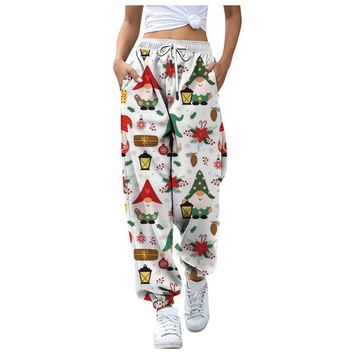 Women Cinch Bottom Sweatpants Workout Running Tapered Lounge Pants Workout Running Joggers Pants White