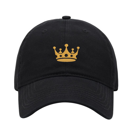 WINGZOO Men's Baseball Caps Crown King Embroidered Dad Hat Washed Cotton Adjustable Embroidery Cap Black