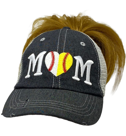 Cocomo Soul Womens Ball Mom Hat | Half Baseball Half Softball Hat | Ball Mom Messy Bun Top Ponytail Hat | Baseball Mom Cap | Softball Mom Cap 405 Dark Grey Cocomo Soul Womens Ball Mom Hat | Half Baseball Half Softball Hat | Ball Mom Messy Bun Top Ponytail Hat | Baseball Mom Cap | Softball Mom Cap 405 Dark Grey