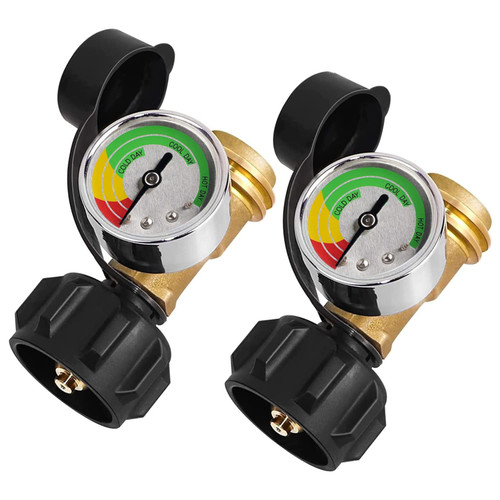 Startool Propane Tank Gauge Level Indicator Leak Detector Gas Pressure Meter Universal for RV Camper, Cylinder, BBQ Gas Grill, Heater and More Appliances-Type 1 Connection