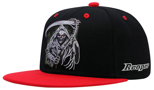ADJUEMB Classic Snapback Hats Skull Embroidery Adjustable Flat Bill Hat Unisex Baseball Caps Red ADJUEMB Classic Snapback Hats Skull Embroidery Adjustable Flat Bill Hat Unisex Baseball Caps Red