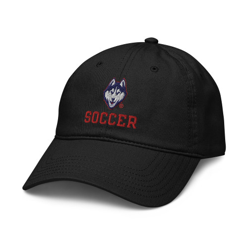 Elite Authentics Connecticut Huskies Soccer Officially Licensed Adjustable Baseball Hat, Black, One Size
