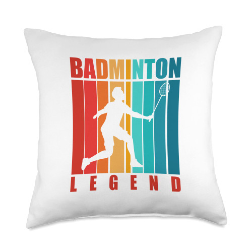 Badminton Player Gift Idea Badminton Shuttlecock Legend Badminton Player Shuttlecock Sports Smash Throw Pillow, 18x18, Multicolor