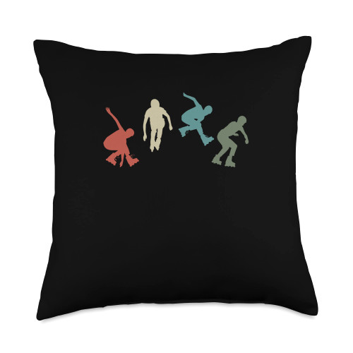 Vintage Inline Skaters Rollerblades Skating Gift Vintage Skaters | Rollerblades | Inline Skating Throw Pillow, 18x18, Multicolor