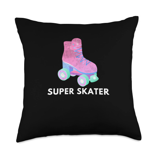 Roller Skates Design Funny Skater Gifts Freestyle Roller Skating Super Skater Rollerblades Men Women Throw Pillow, 18x18, Multicolor