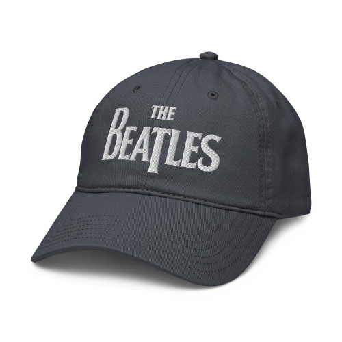 The Beatles White Logo Adjustable Baseball Hat, Navy Blue, One Size